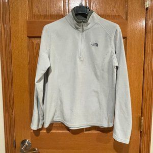 THE NORTH FACE Women's L Gray Fleece Long Sleeve 1/4 Zip Athletic Pullover Shirt